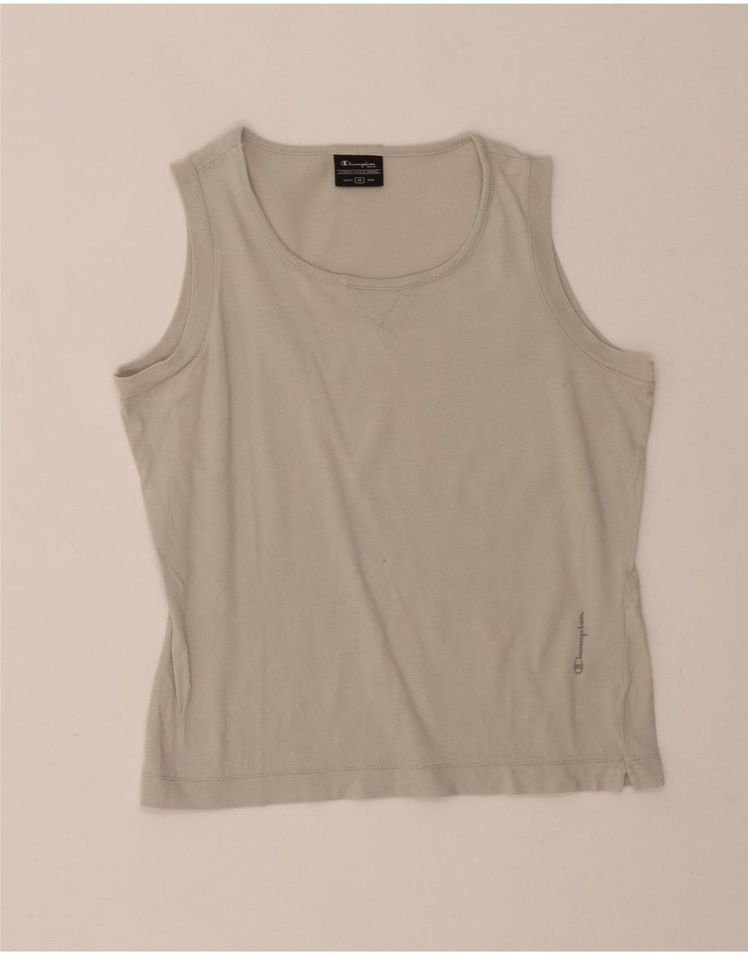 CHAMPION Womens Crop Vest Top UK 12 Medium Grey Cotton