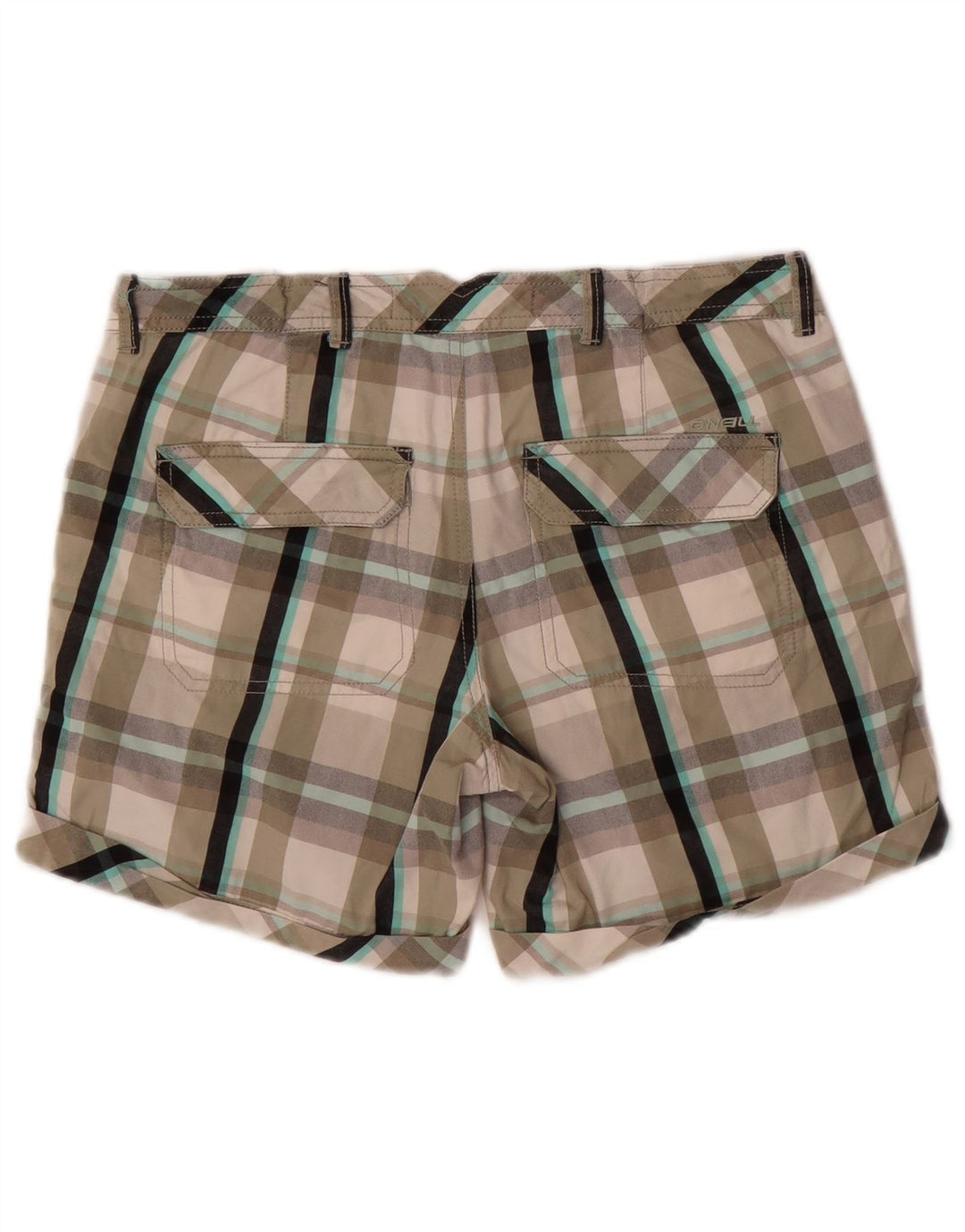 O'NEILL Pantalones cortos chinos para mujer W26 Algodón a cuadros gris pequeño