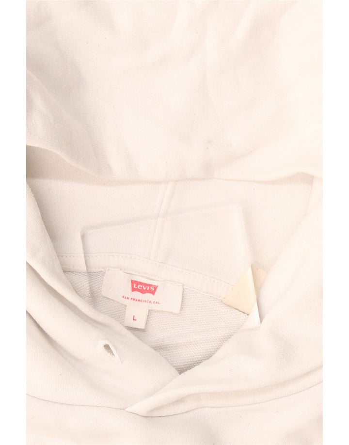 LEVI'S Jersey con capucha gráfico para mujer UK 46 Large White