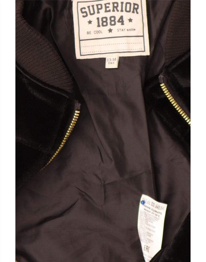 Chaqueta acolchada de terciopelo Superior para niña 13-14 años Negro Poliéster