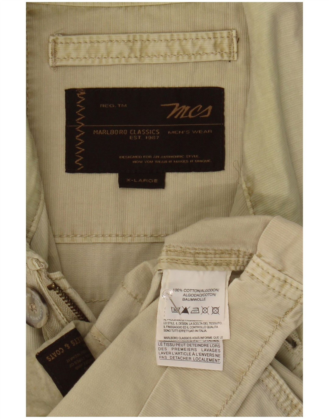 MARLBORO CLASSICS Chaqueta utilitaria para hombre UK 42 XL Algodón caqui