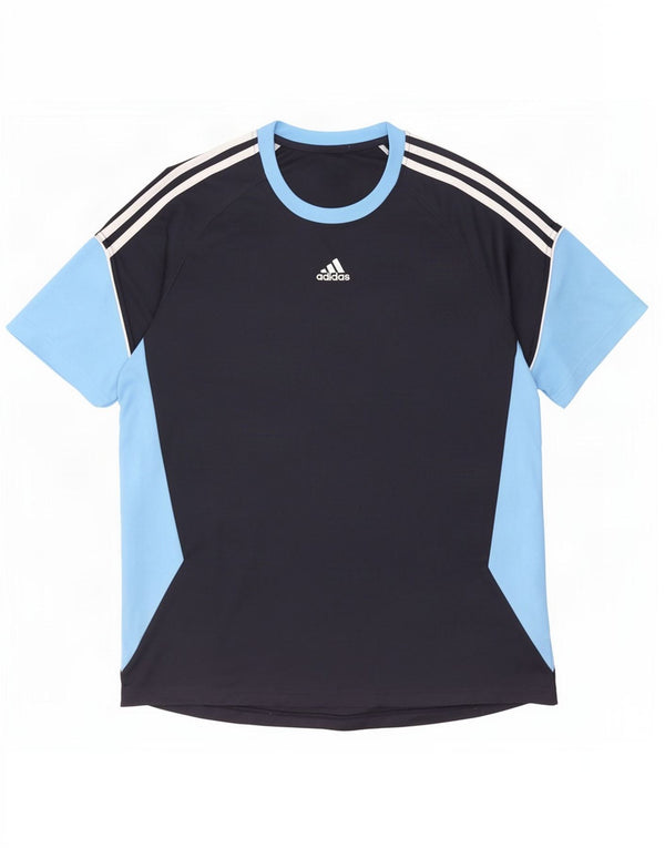 Adidas Camiseta para hombre Top UK 46/48 XL Azul marino Colorblock Poliéster