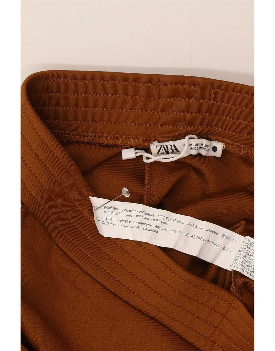 Zara Mujer Pantalones Cortos Deportivos De Ajuste Relajado UK 44 Poliéster Marrón Medio