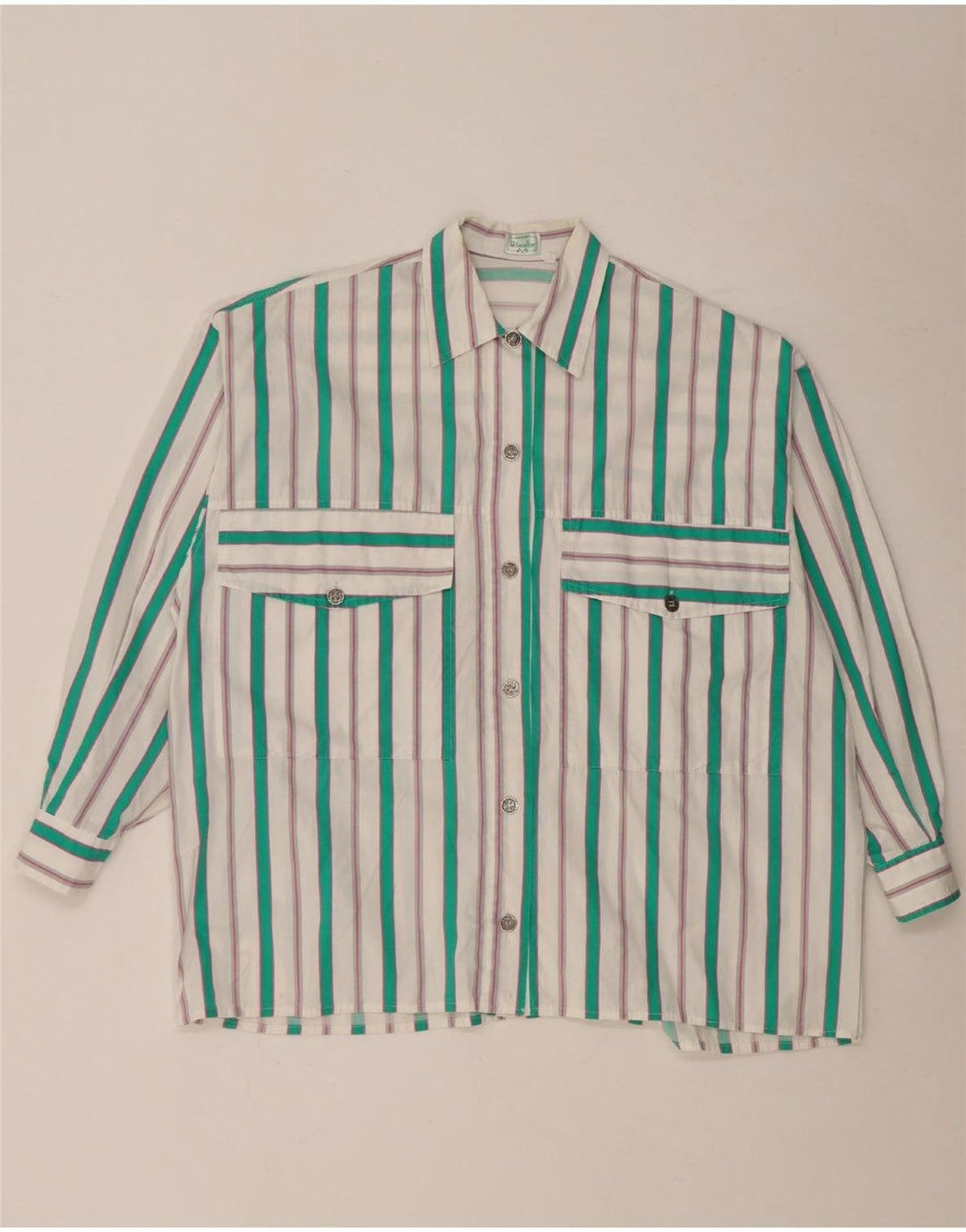 Camisa Benetton Mujer ES 40 XL Blanco Rayas