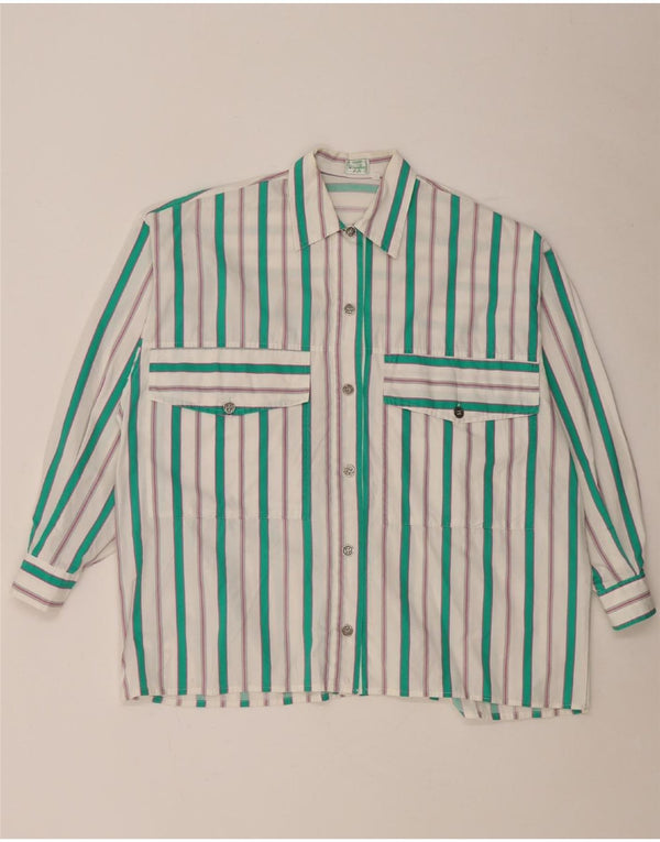 Camisa Benetton Mujer ES 40 XL Blanco Rayas