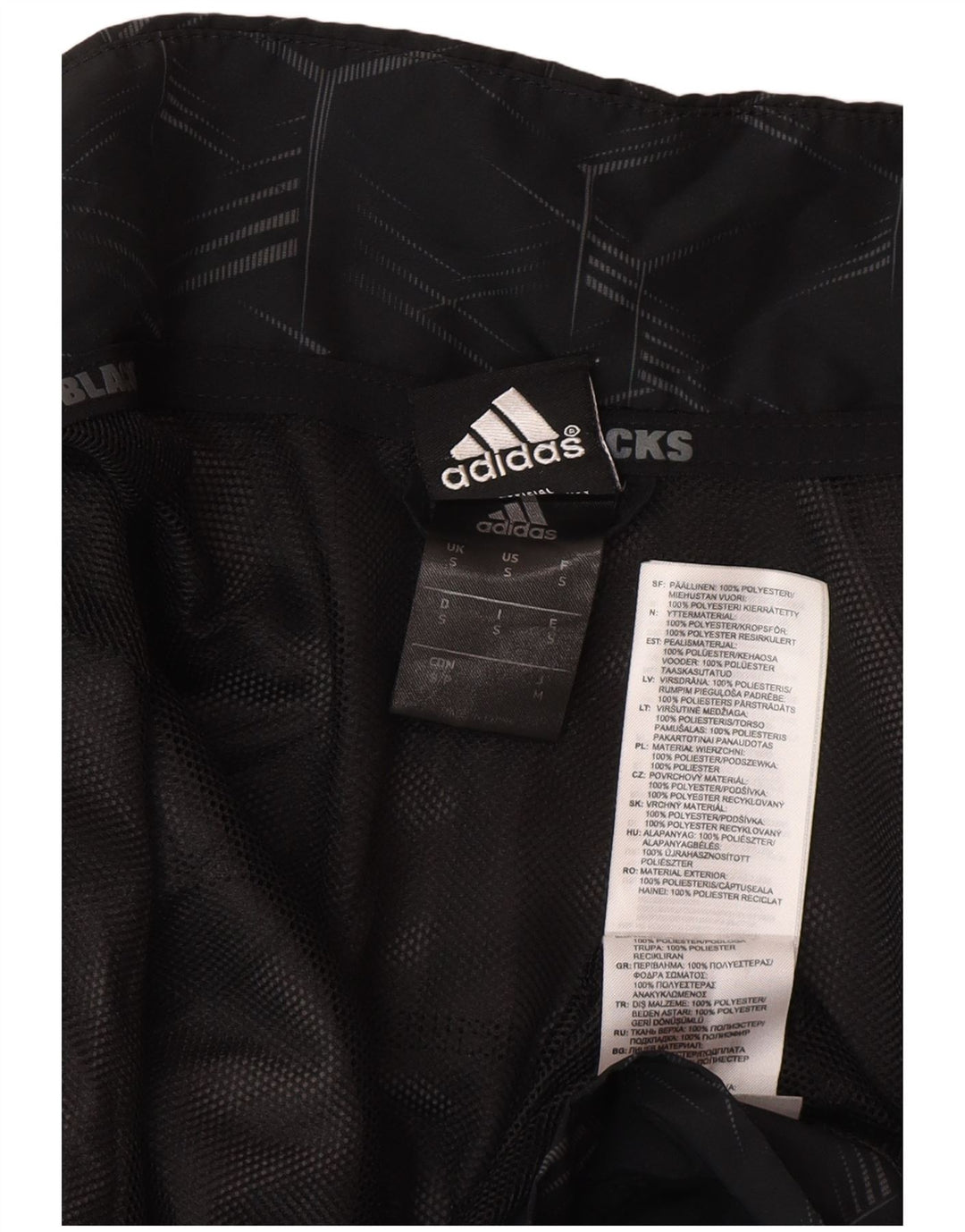 Adidas Mens All Blacks Graphic Chándal Top Chaqueta Pequeño Negro Geométrico