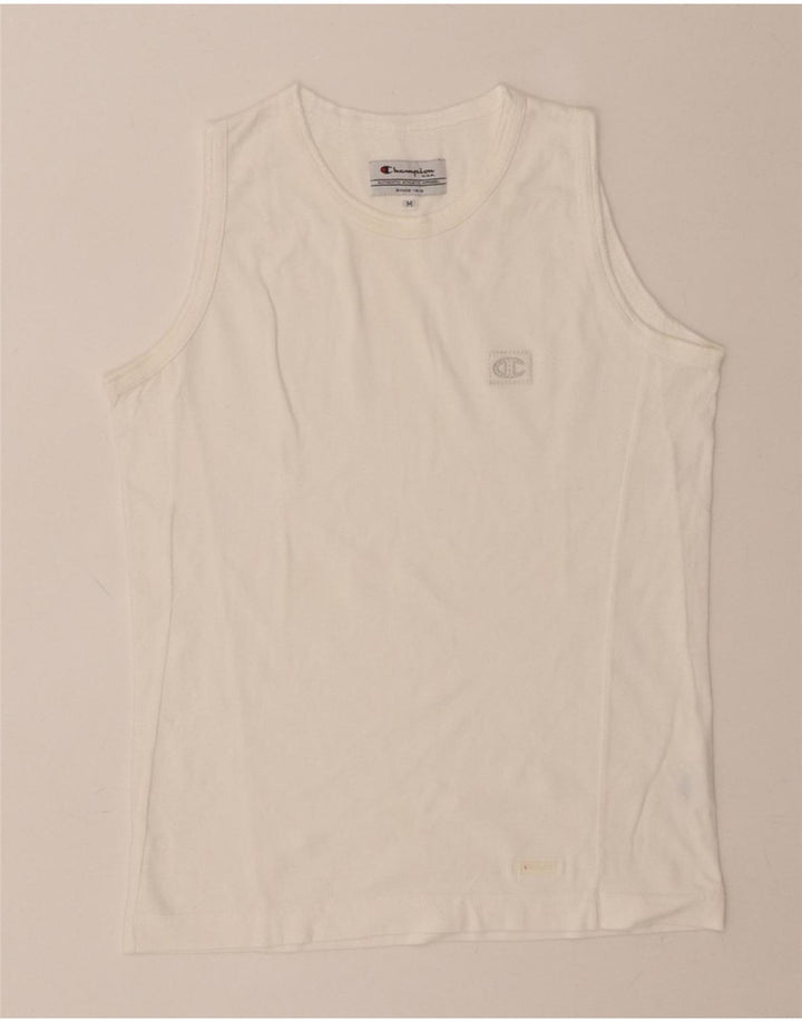 CHAMPION Womens Vest Top UK 14 Medium White Cotton Vintage Champion and Second-Hand Champion from Messina Hembry 