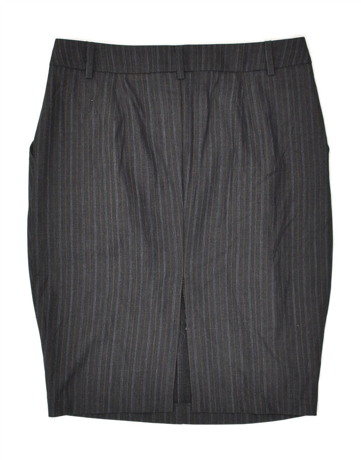 STEFANEL Womens Pencil Skirt EU 38 Medium W28 Black Striped Polyester | Vintage Stefanel | Thrift | Second-Hand Stefanel | Used Clothing | Messina Hembry 