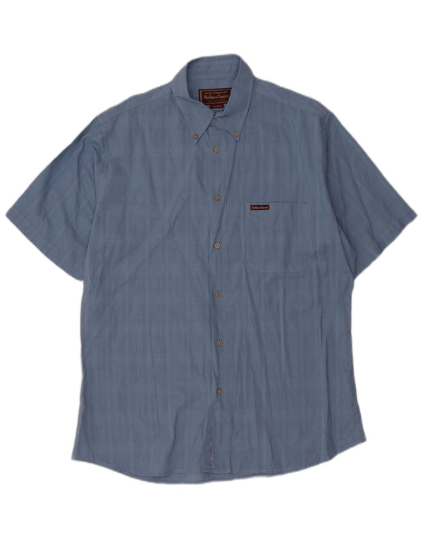 Marlboro Classics Camisa Manga Corta Hombre XL Azul Cuadros Algodón
