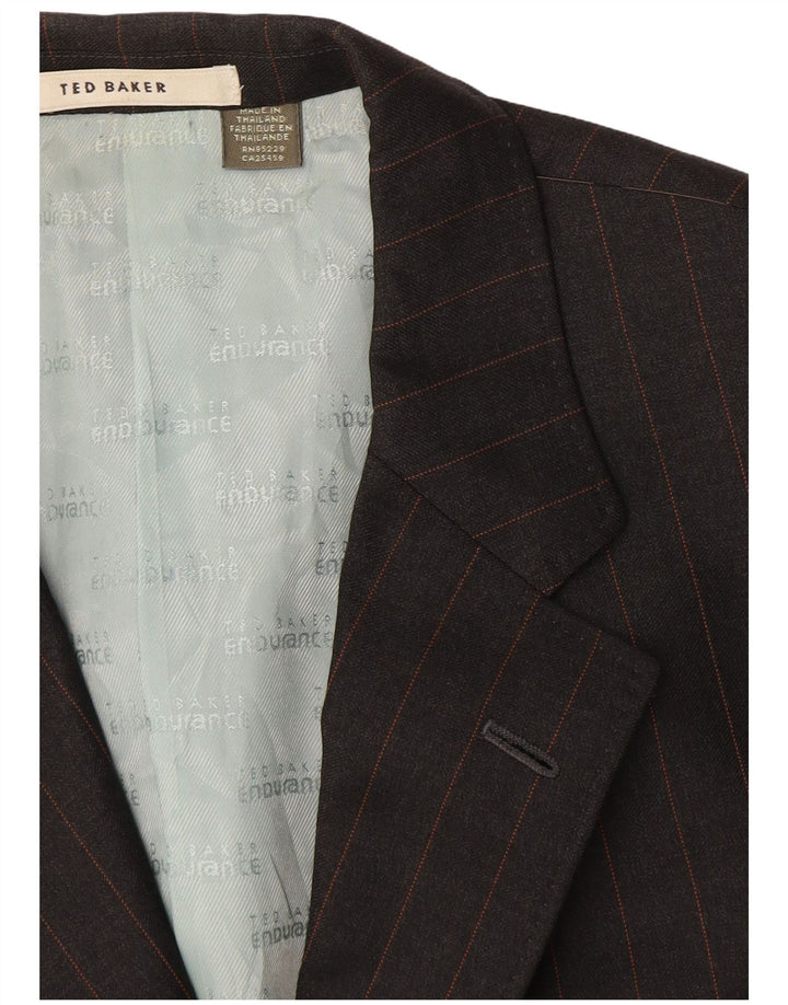 Ted Baker Chaqueta tipo blazer de 3 botones para hombre EU 42 XL Lana a rayas grises
