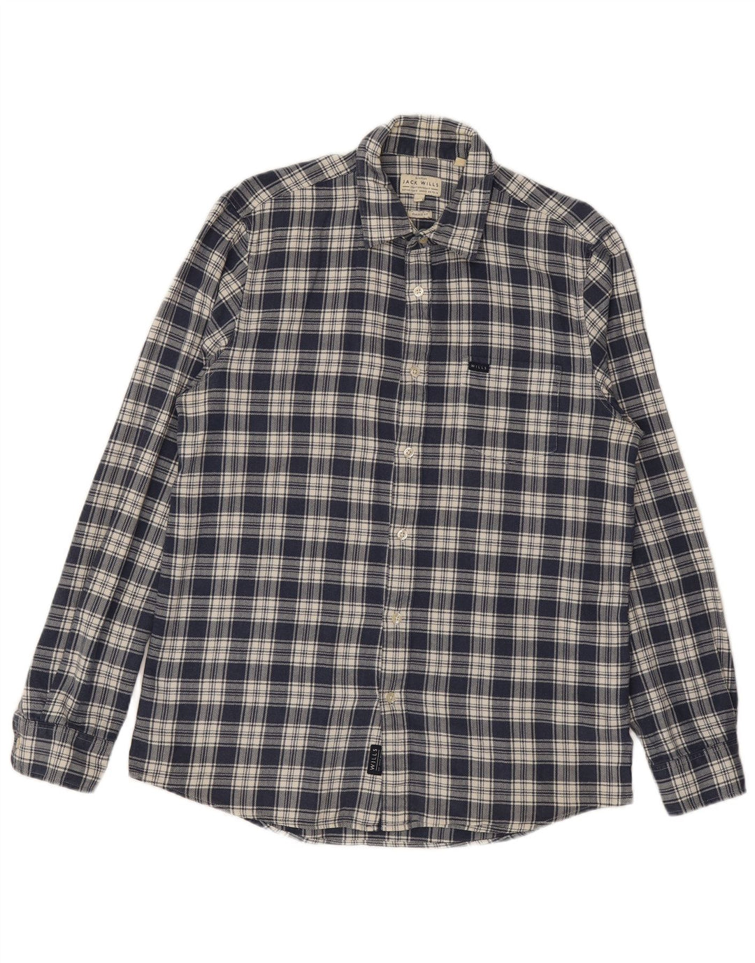 JACK WILLS Camisa de franela de corte clásico para hombre Algodón a cuadros azul marino mediano
