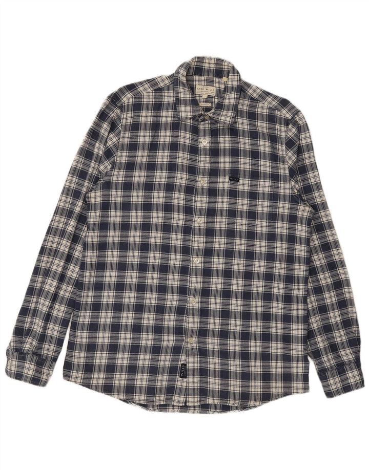 JACK WILLS Camisa de franela de corte clásico para hombre Algodón a cuadros azul marino mediano