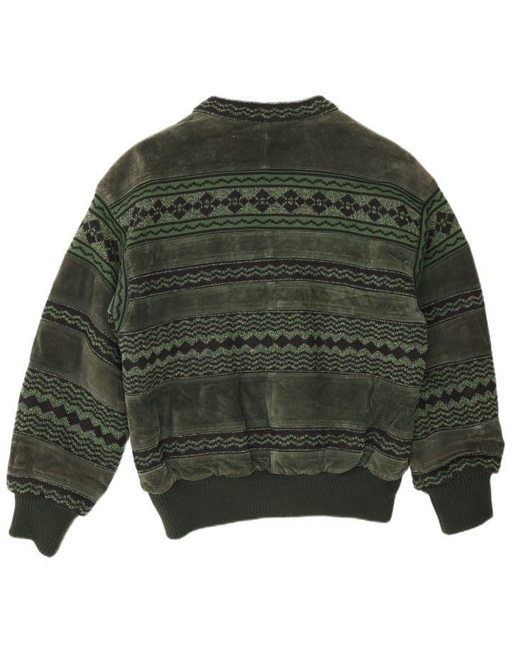 Breco's Chaqueta bomber de ante para hombre IT 50 Cuero verde grande