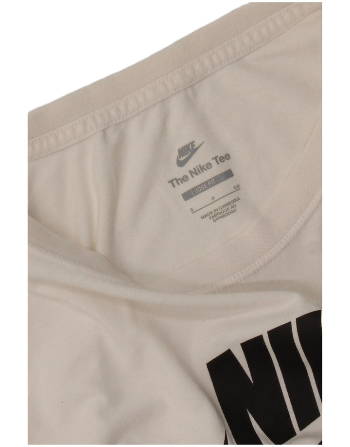 Nike Camiseta corta extragrande con gráfico para mujer UK 10 Small Off White