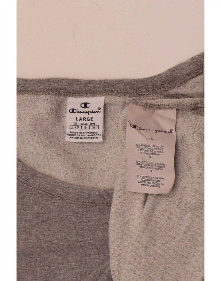 Champion Mujer Crop Sudadera Jumper UK 46 Grande Gris Algodón