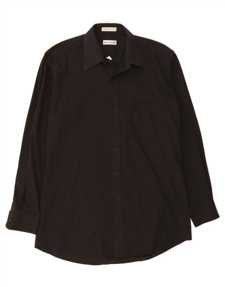 PIERRE CARDIN Mens Shirt Size 15 1/2 Medium Black Cotton Vintage Pierre Cardin and Second-Hand Pierre Cardin from Messina Hembry 