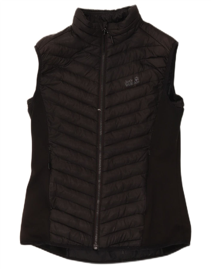 Jack Wolfskin Chaleco acolchado para mujer UK 12 Mediano Negro Poliéster