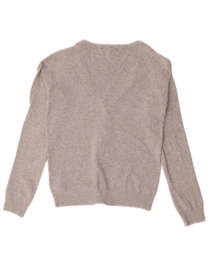 Zara Mujer Cárdigan Suéter UK 10 Small Gris Algodón