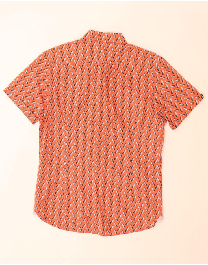 Ted Baker - Camisa de manga corta con estampado abstracto para hombre, talla 3, color naranja mediano