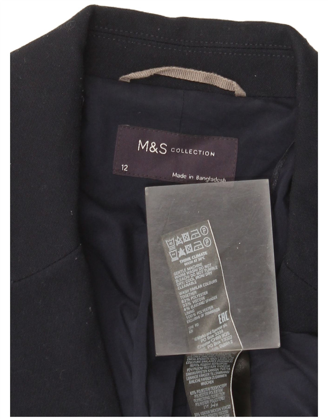 Marks & Spencer Chaqueta tipo blazer con 1 botón para mujer, talla 44, talla mediana, azul marino