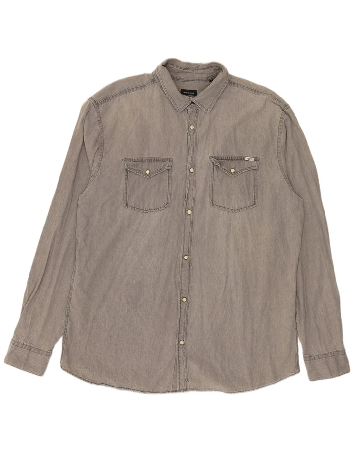 Camisa Jack & Jones Hombre 2XL Algodón Gris