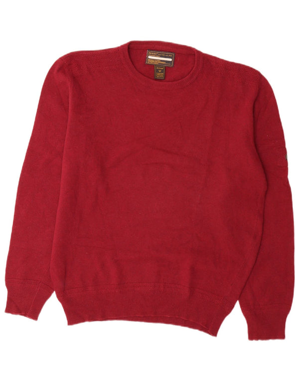 Avirex Jersey de cuello redondo para hombre XL de lana virgen burdeos