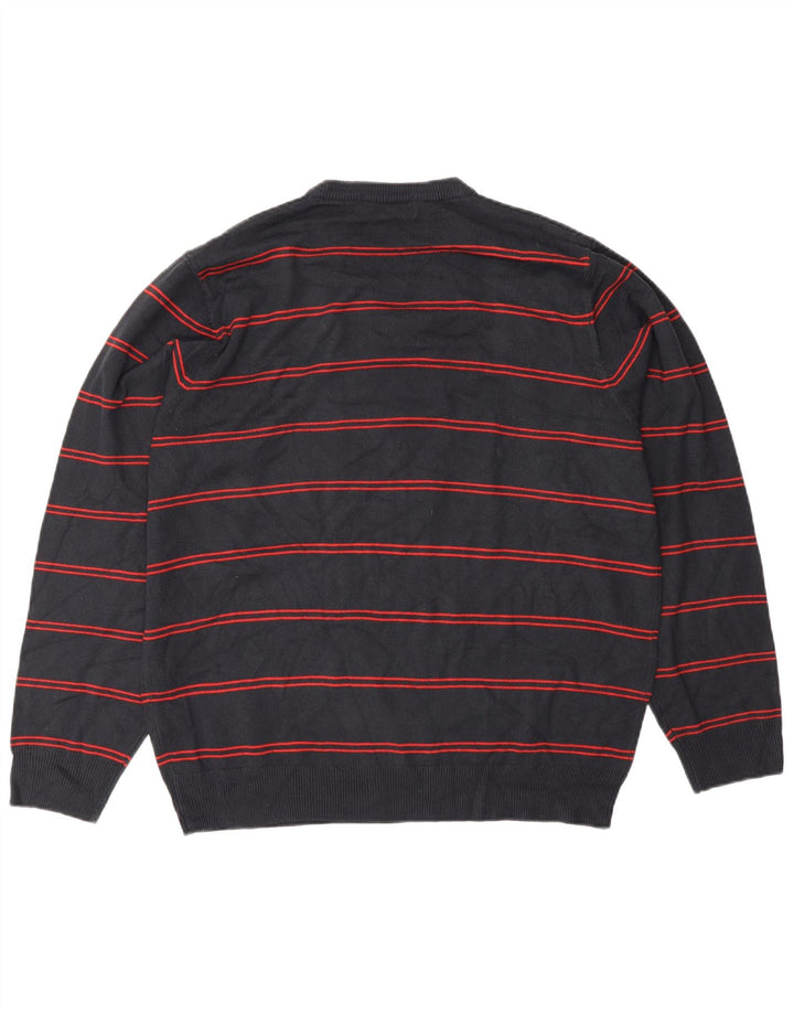 Marks & Spencer Suéter tipo jersey con cuello en V azul Harbor para hombre, talla grande, azul marino