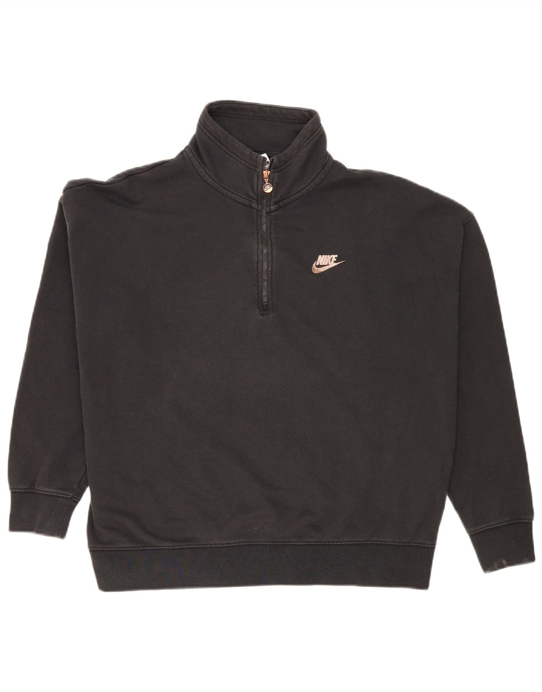 Nike Sudadera con cuello con cremallera y gráfico extragrande para mujer, talla 44, color negro