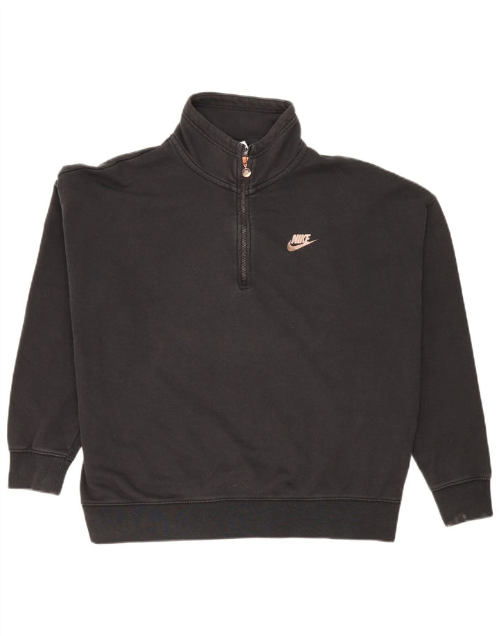 Nike Sudadera con cuello con cremallera y gráfico extragrande para mujer, talla 44, color negro
