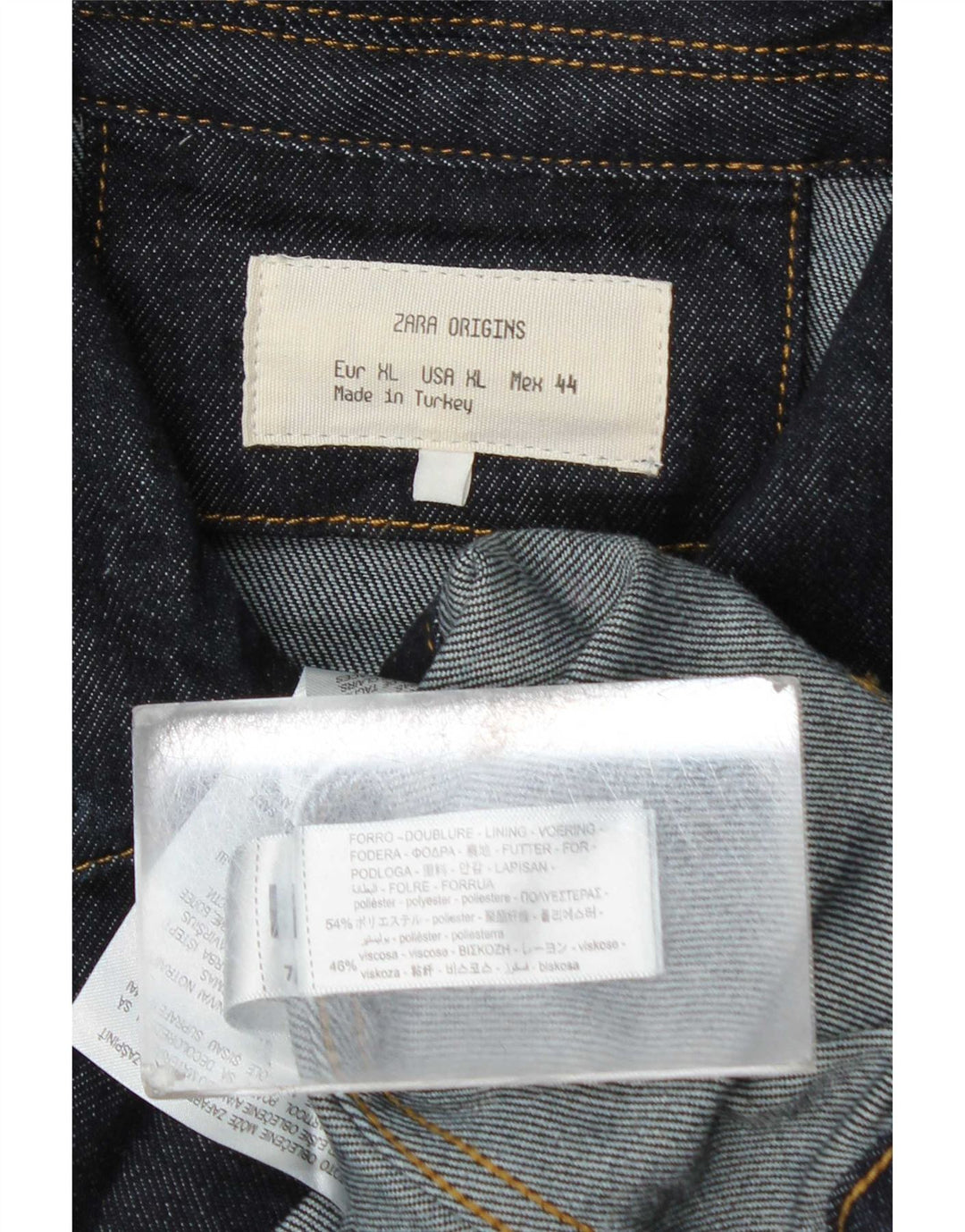 Zara Chaqueta Vaquera Hombre UK 42 XL Azul Marino Poliéster