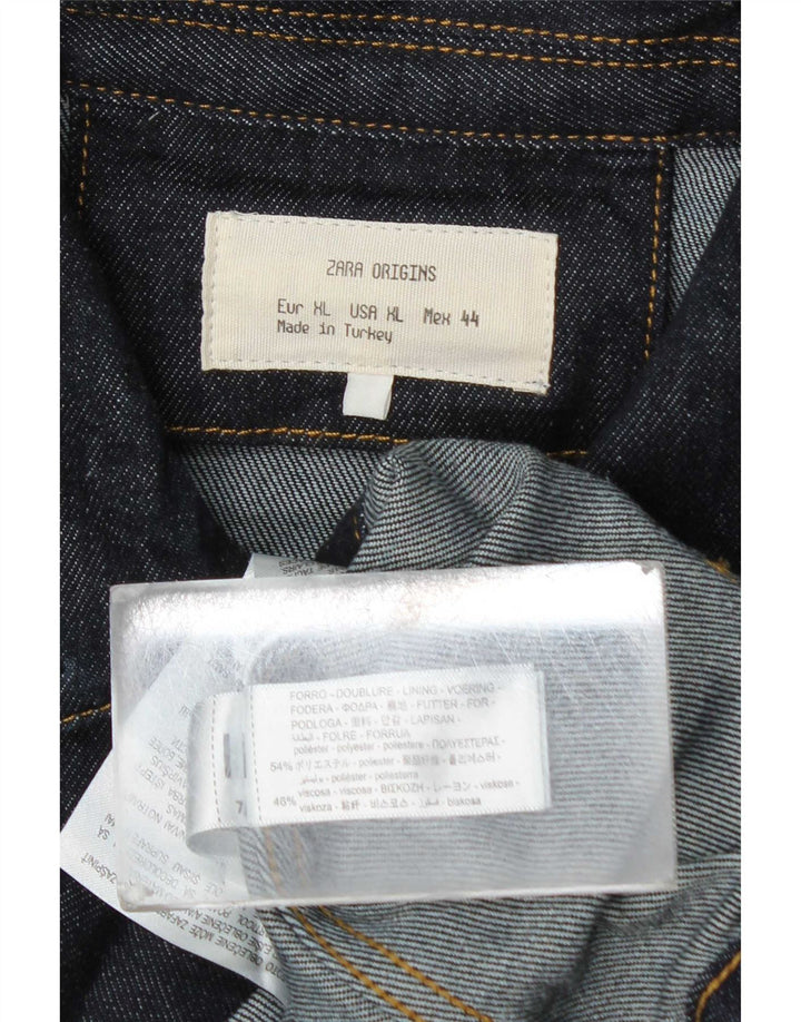 Zara Chaqueta Vaquera Hombre UK 42 XL Azul Marino Poliéster