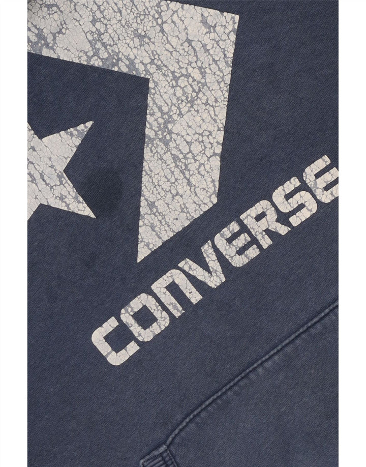 CONVERSE Hombre Sudadera con capucha gráfica Jersey Pequeño Algodón azul