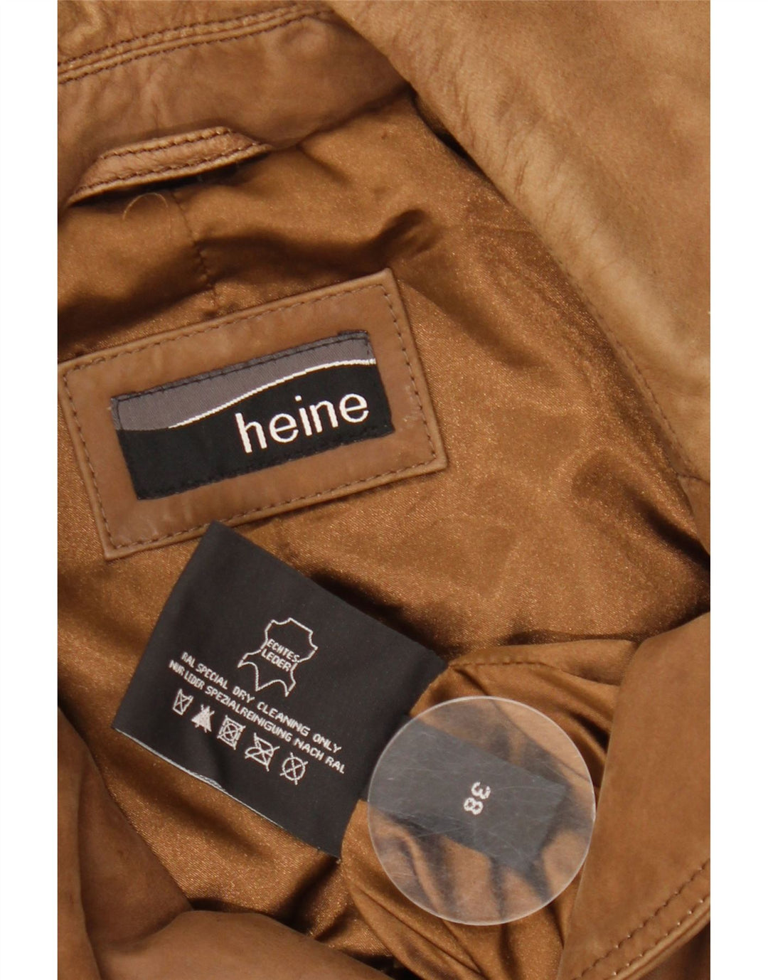 HEINE Abrigo de cuero para mujer IT 38 XS Cuero marrón