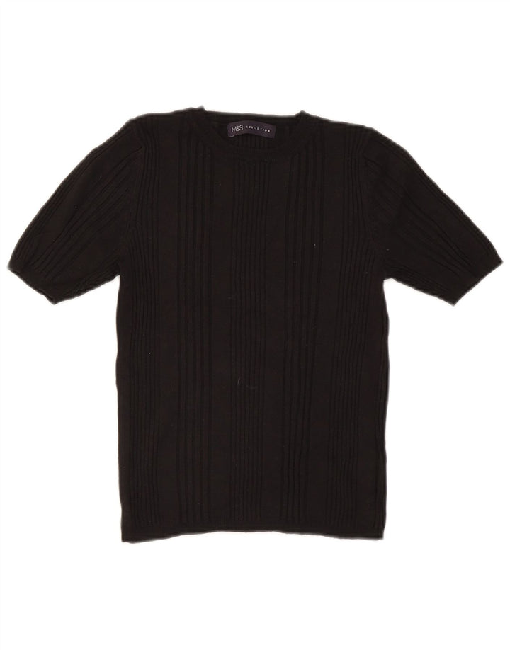Marks & Spencer Suéter Corto con Cuello Redondo para Mujer UK 10 Small Black