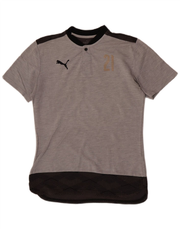 Puma Camiseta gráfica para hombre Top de algodón color block en gris medio