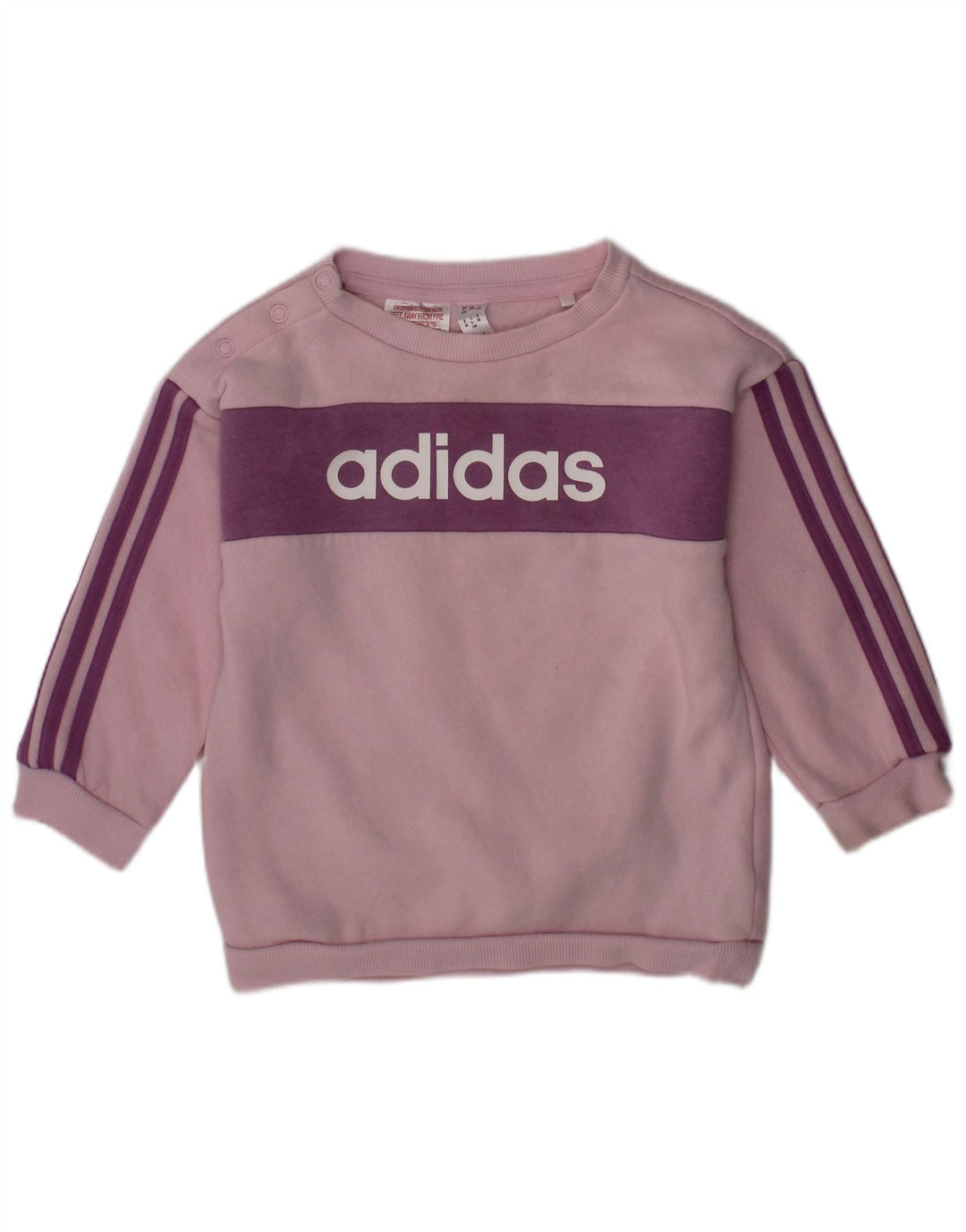 ADIDAS Sudadera gráfica para bebés niñas 9-12 meses Bloque de color rosa