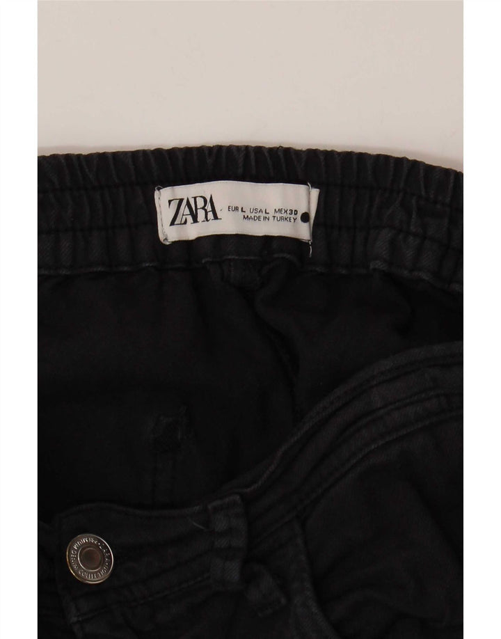 Zara Mujer Joggers Vaqueros Recortados Grande W30 L25 Azul Marino
