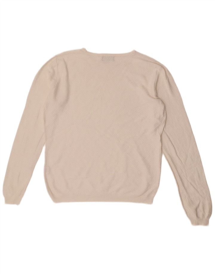 Zara Hombre Jersey De Cuello Redondo Jersey De Algodón Geométrico Blanco Mediano