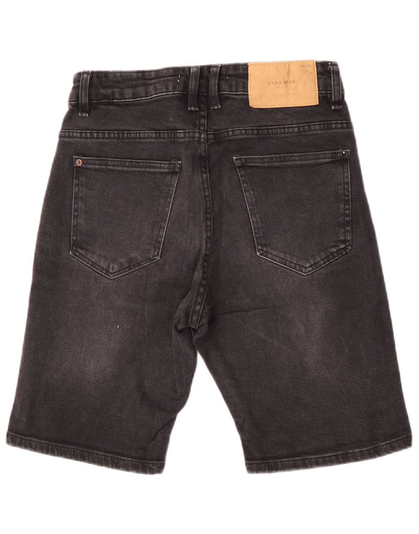 Zara Pantalones cortos de mezclilla para hombre EU 38 Small W30 Algodón negro