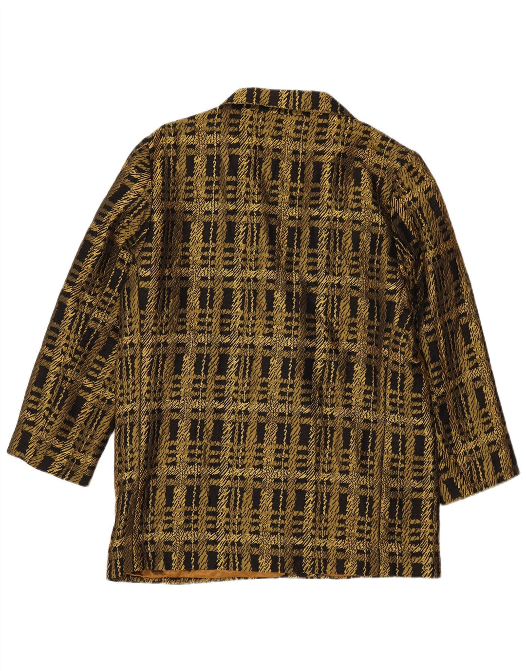 Vintage mujer chaqueta blazer de doble pecho Reino Unido 16 cheque de oro grande
