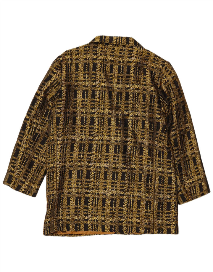 Vintage mujer chaqueta blazer de doble pecho Reino Unido 16 cheque de oro grande