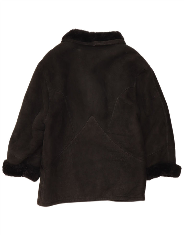 Vintage mujer chaqueta de shearling de gran tamaño IT 44 Medium Black Shearling