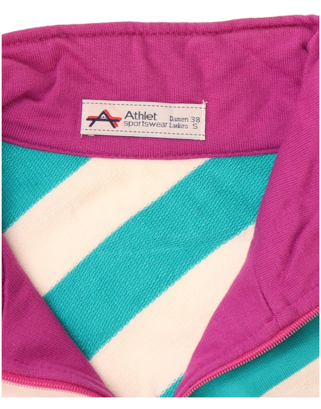 Vintage mujer sudadera gráfica jumper Reino Unido 12 bloque de color azul medio