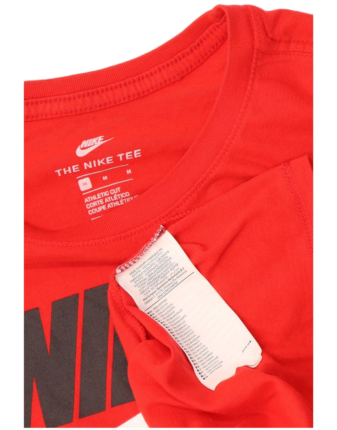 Nike Camiseta con gráfico de corte atlético para hombre Top de algodón rojo mediano