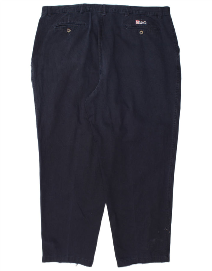 CHAPS Pantalón chino con pinzas para hombre W44 L30 Algodón azul marino