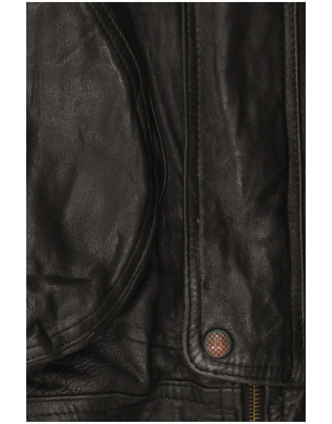 Chaqueta de cuero vintage para hombre Reino Unido 42 XL cuero negro