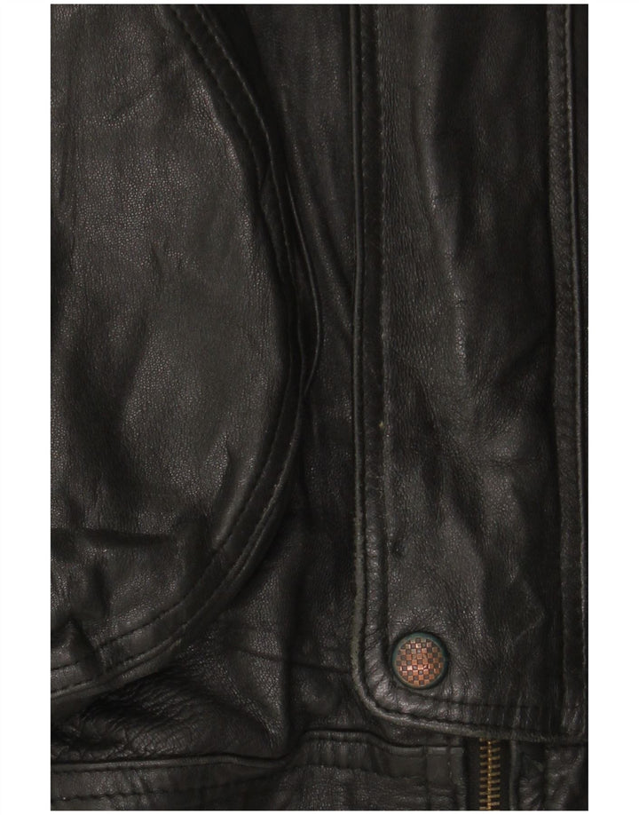 Chaqueta de cuero vintage para hombre Reino Unido 42 XL cuero negro