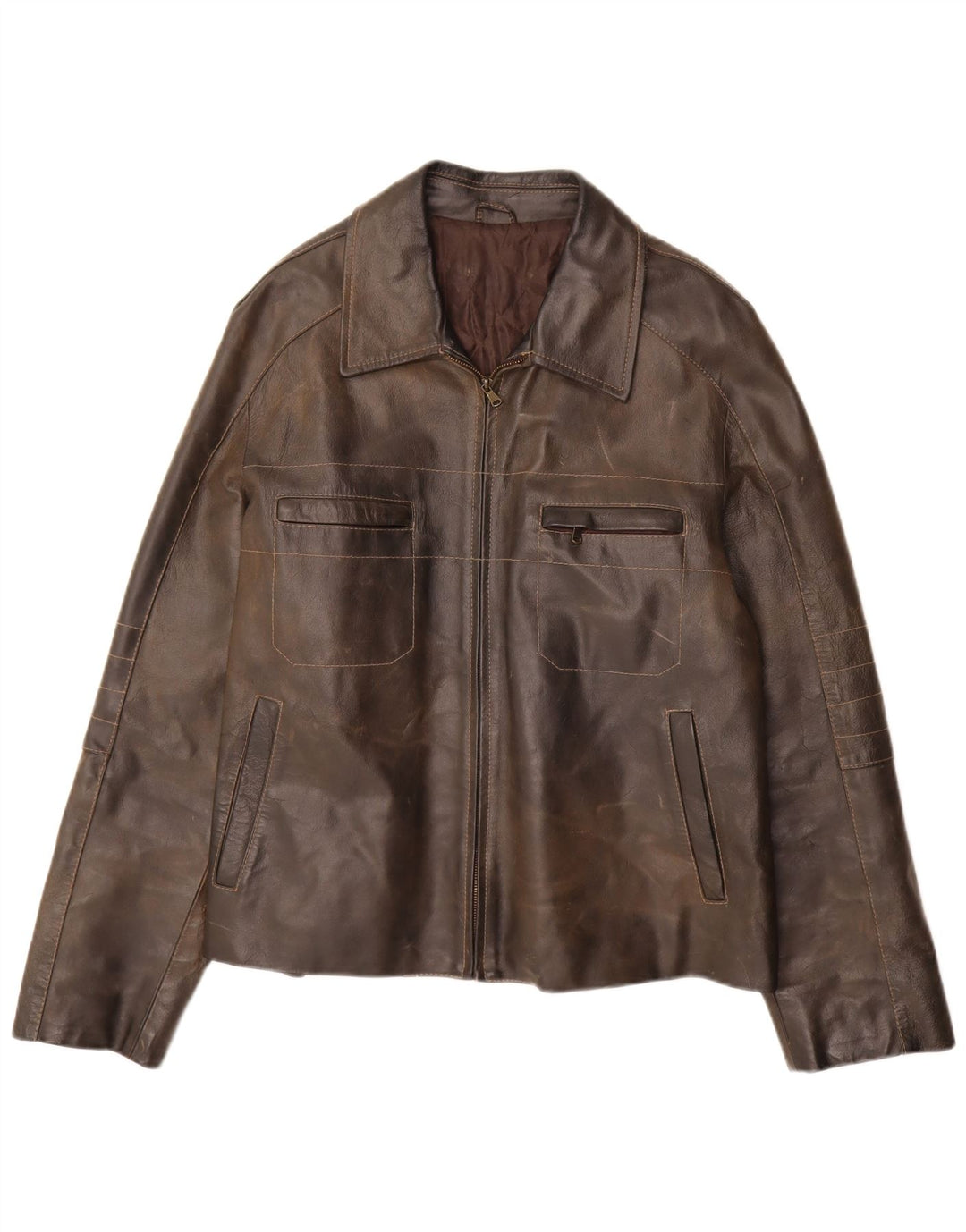 Vintage chaqueta de cuero para hombre Reino Unido 38 cuero marrón medio