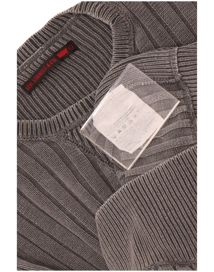 Levi's Jersey con cuello redondo para hombre, talla grande, algodón gris