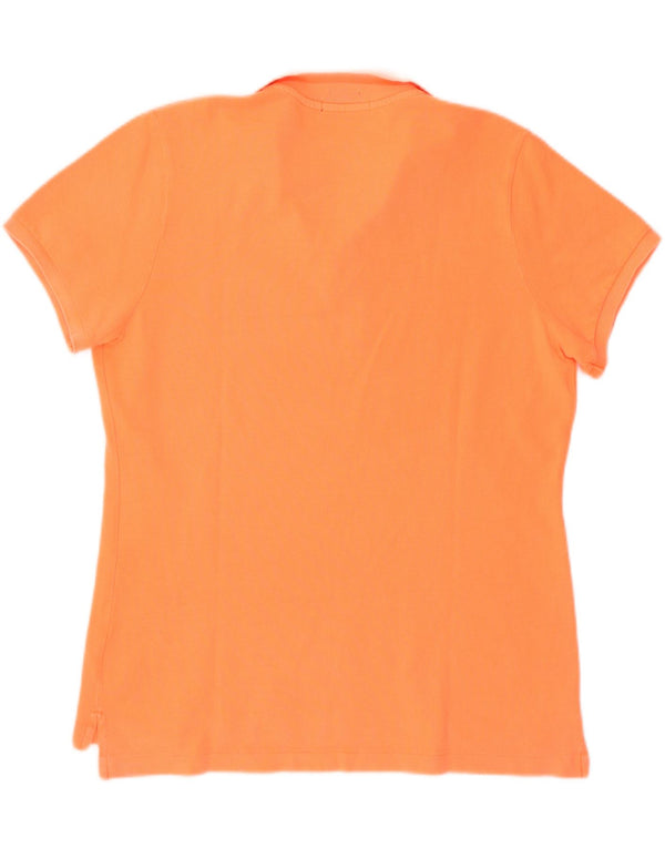 RALPH LAUREN Polo ajustado para mujer UK 40 XL Algodón naranja
